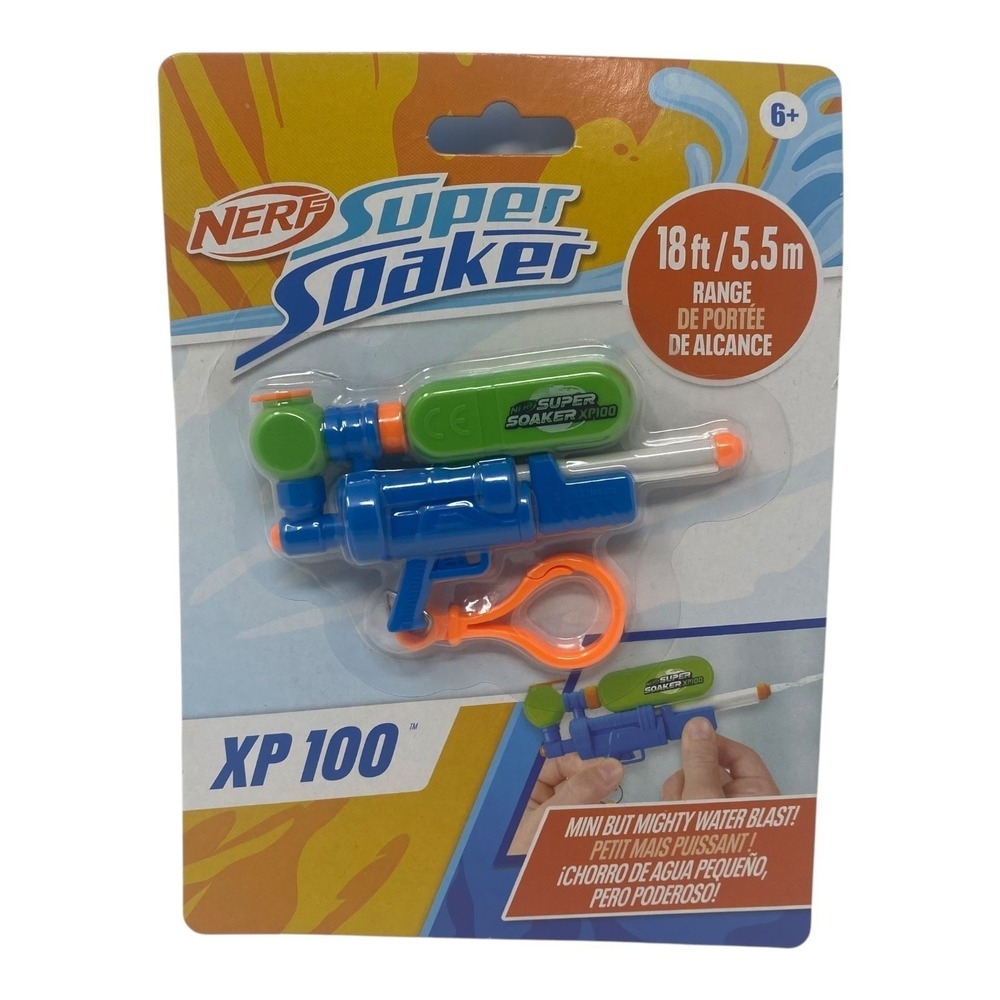 Nerf Mini Super Soaker Mini Water Gun XP100 Blue and Green 18 Ft Range NEW